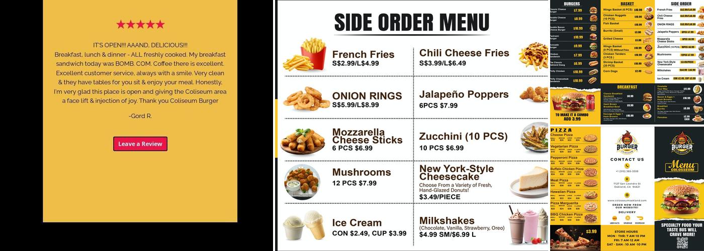 Coliseum burger n pizza Menu