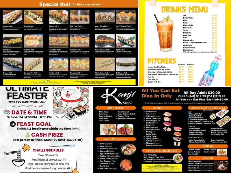 Kanji Sushi All You Can Eat Menu