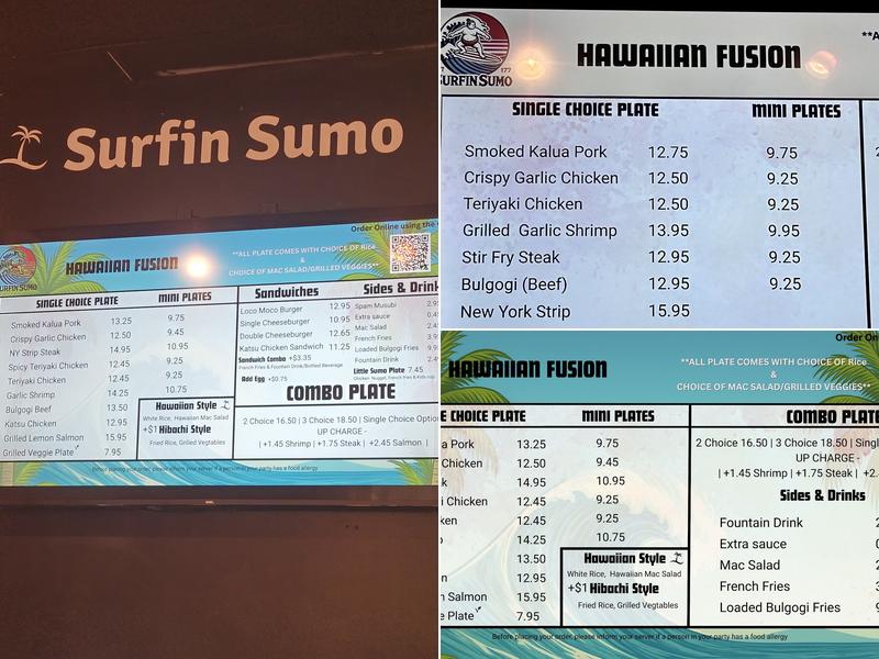 Surfin Sumo : Hawaiian Fusion Menu