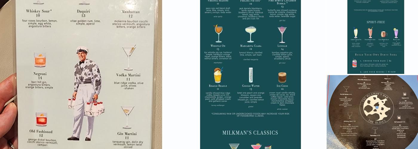 The Milkman's Bar Menu