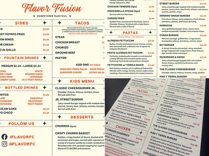 Flavor Fusion Menu