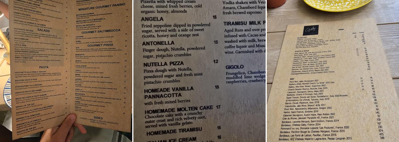 Gaby by Call Me Gaby Menu