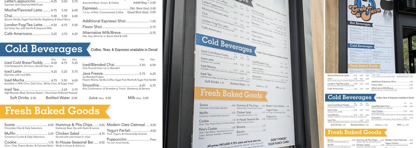 Grab-a-Java Menu