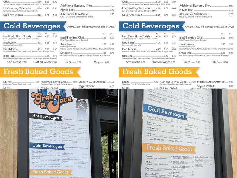 Grab-a-Java Menu