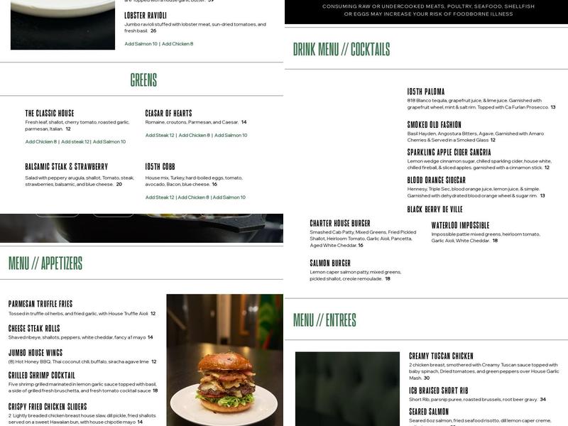 Charter House Grille Menu