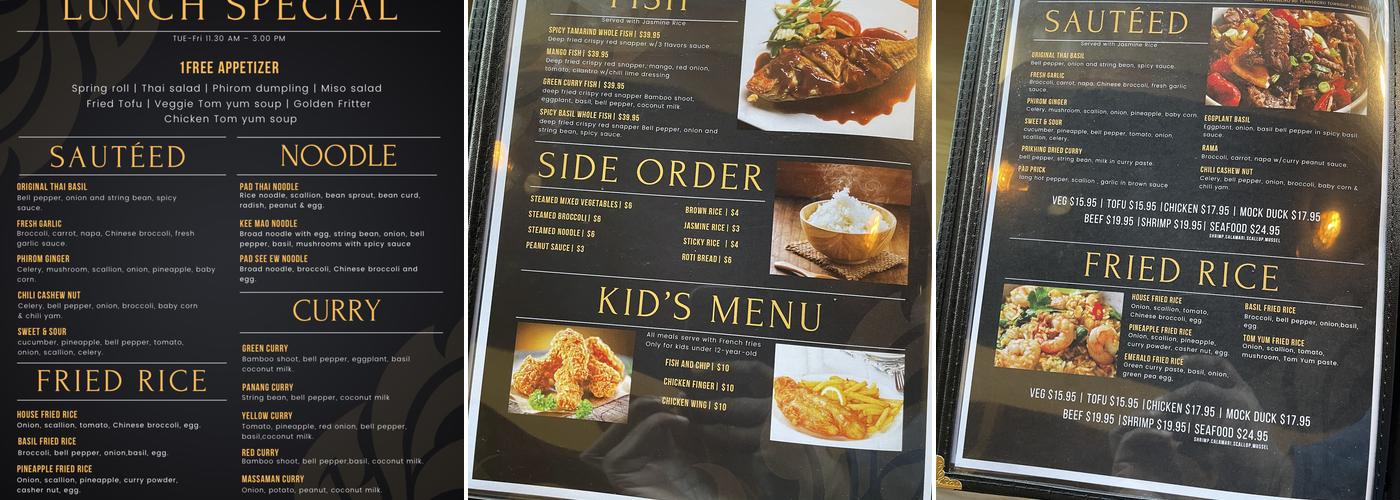 Phirom thai restaurant Menu