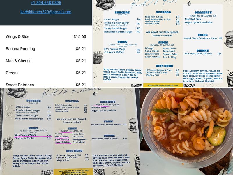 KD's Kitchen Menu