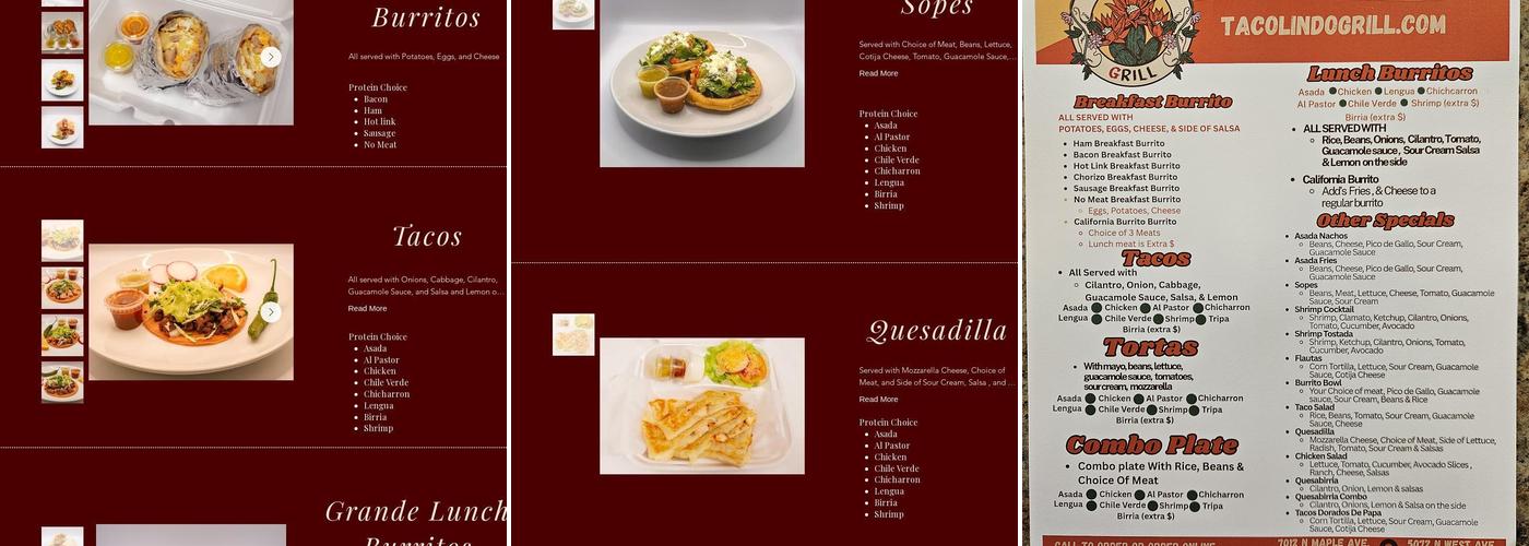 Taco Lindo Grill #2 Menu