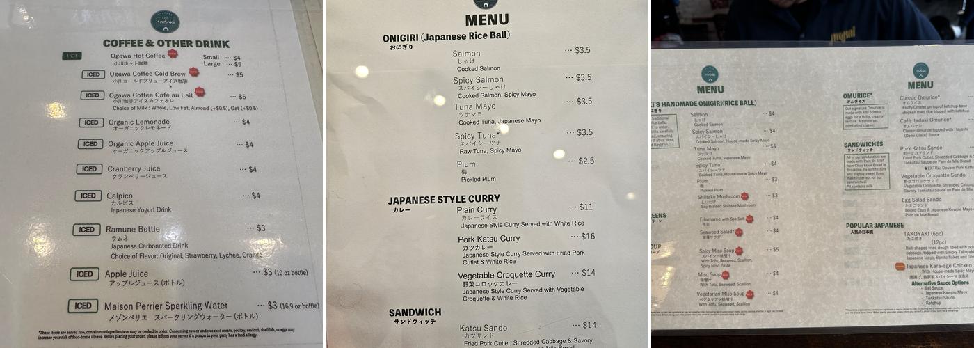 Cafe Itadaki Menu