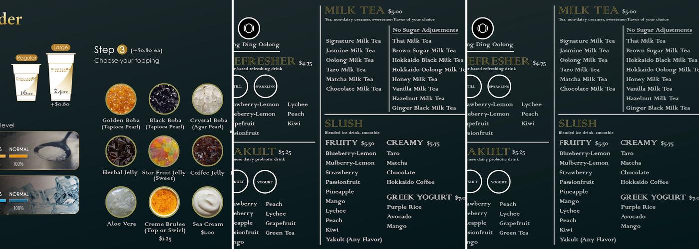 Ding Tea La Cholla Menu