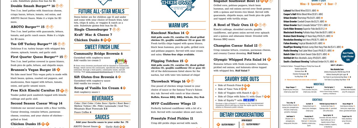 A Bar of Their Own Menu