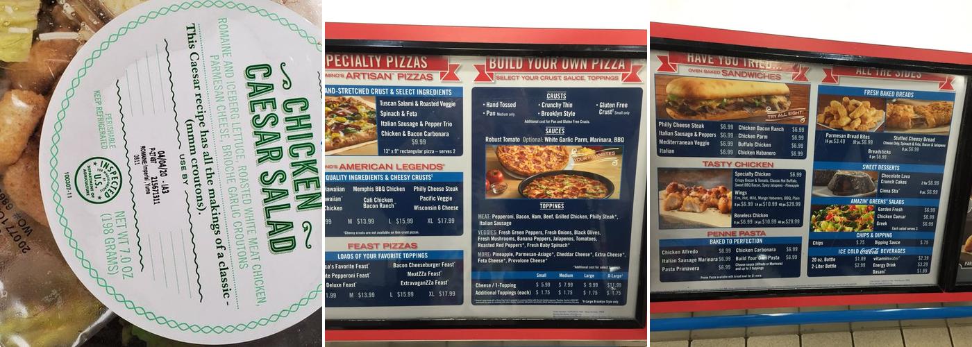 Domino's Pizza Menu
