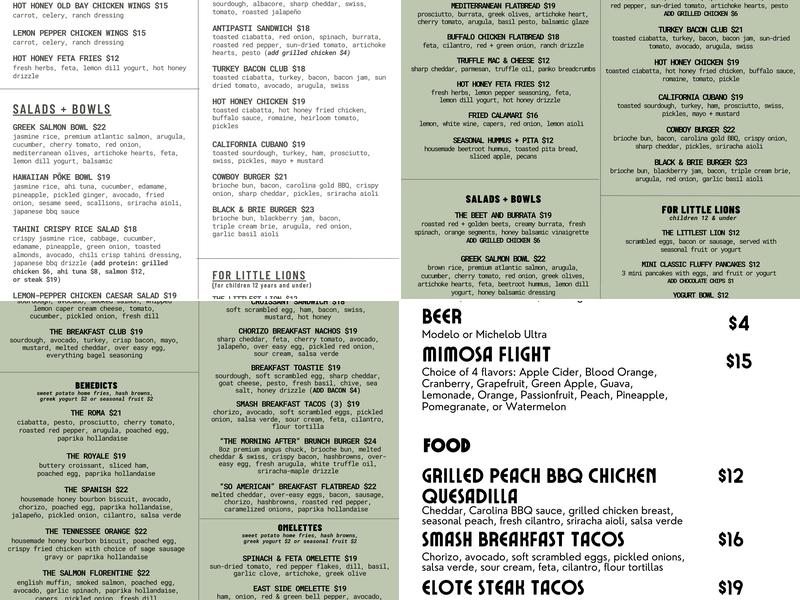 The Little Lion Menu
