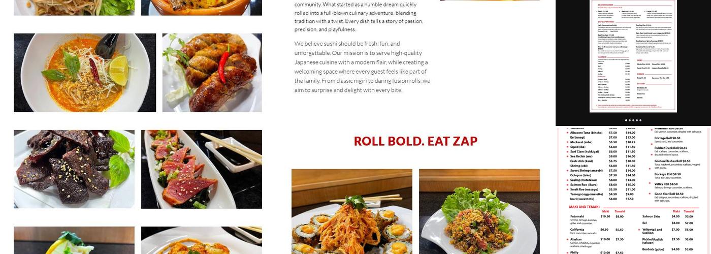 Zap Zap Sushi Menu