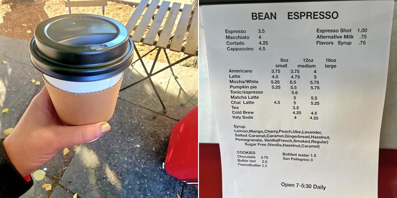 Bean Espresso Menu