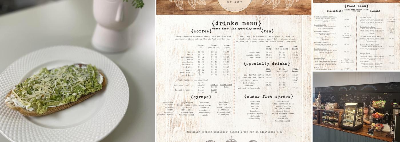 Cup of Joy Cafe, Too Menu