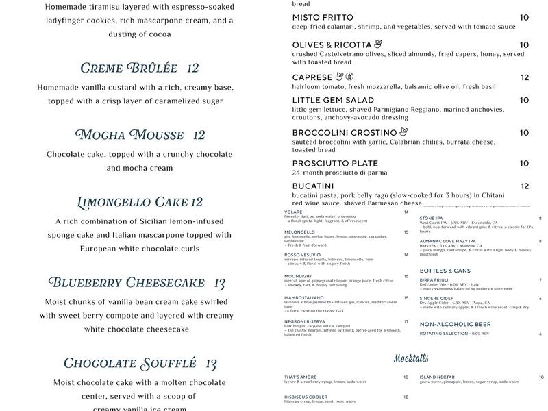 Johnny & Sanny's Menu
