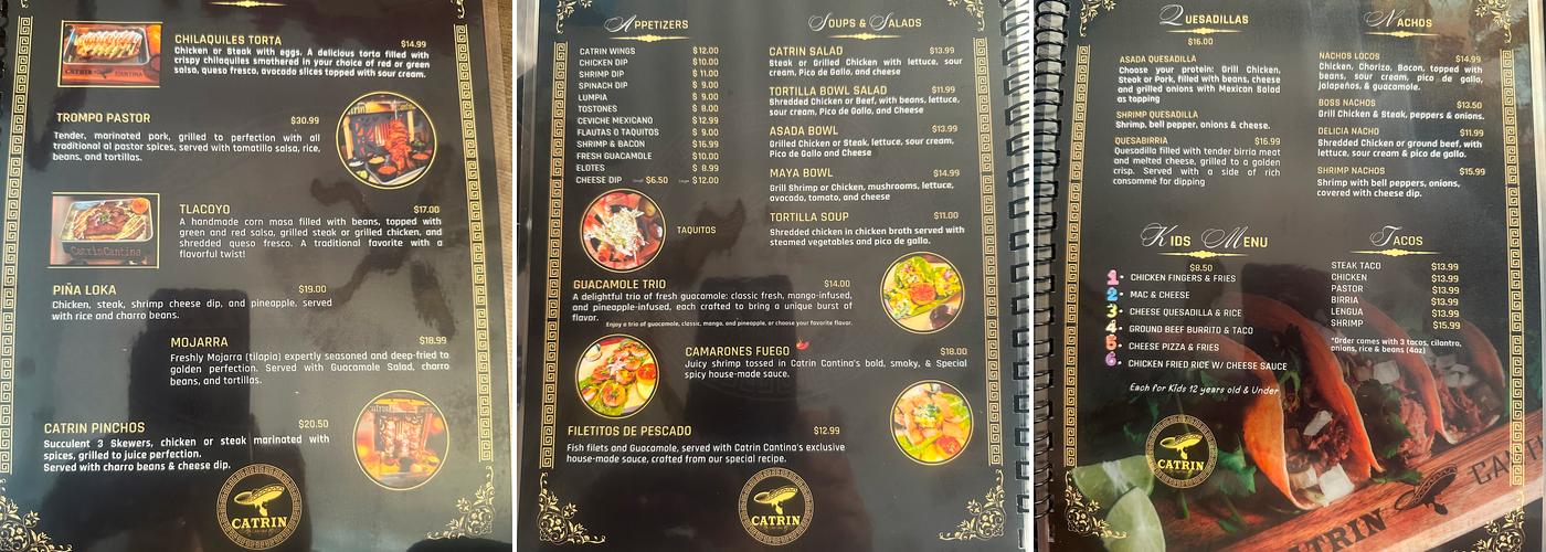 Catrin Cantina Menu