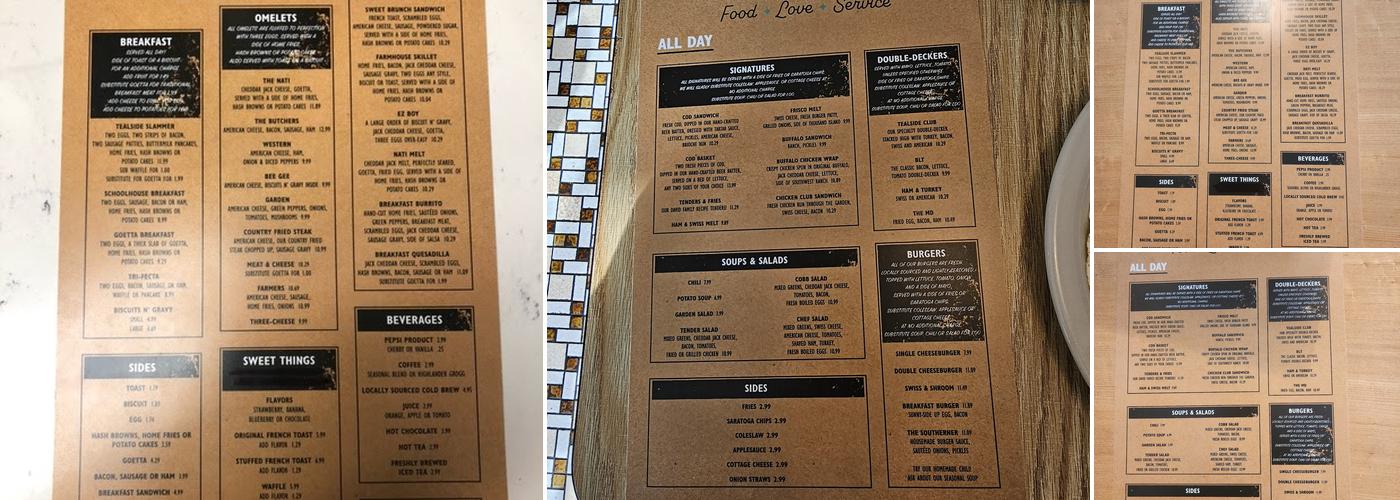 Tealside Diner Menu