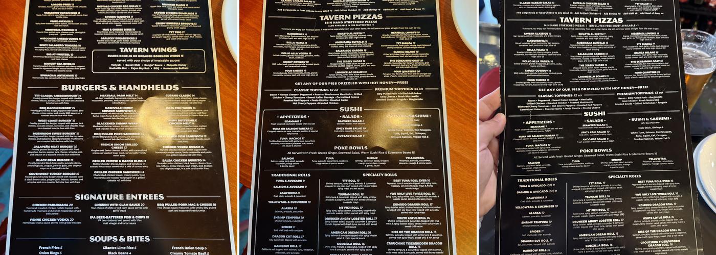 Thirsty Turtle Tavern Menu