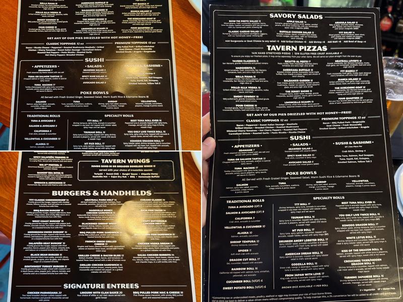 Thirsty Turtle Tavern Menu