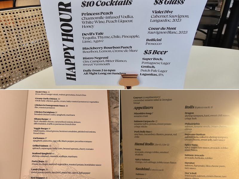 Sihana Bistro Menu