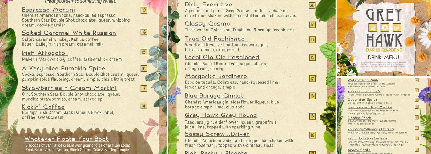 The Hatchling Coffee House by Grey Hawk Menu