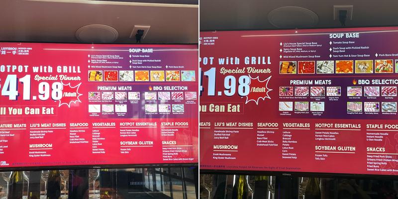 Liuyishou Hotpot + BBQ Menu