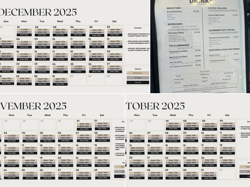 Hershey Farm Resort - Cafe 23 Menu