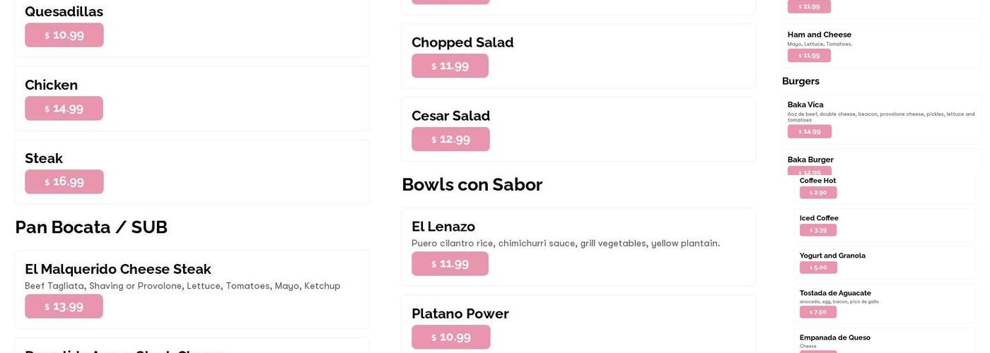 BaKala'O Kitchenette Menu