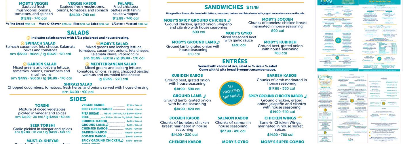 Moby Dick House of Kabob Menu