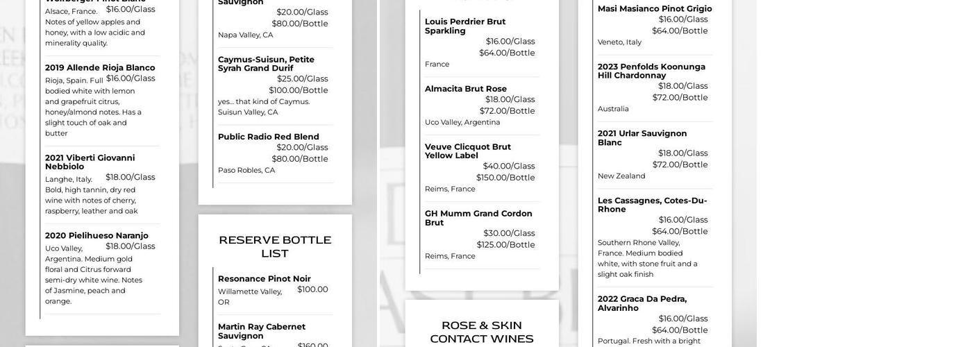 Scotty Doesn't Know Speakeasy Menu