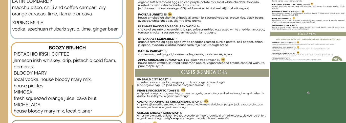 Pacha Collective Menu