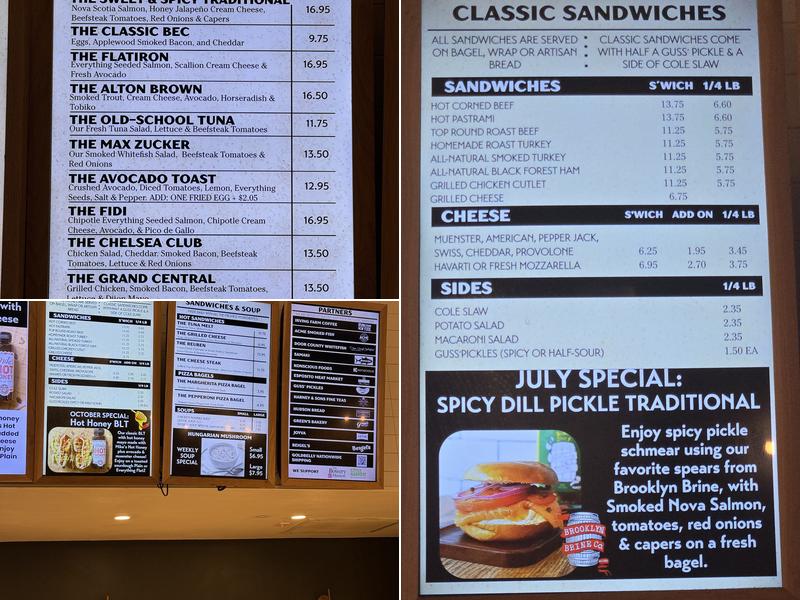 Zucker's Bagels and Smoked Fish Menu