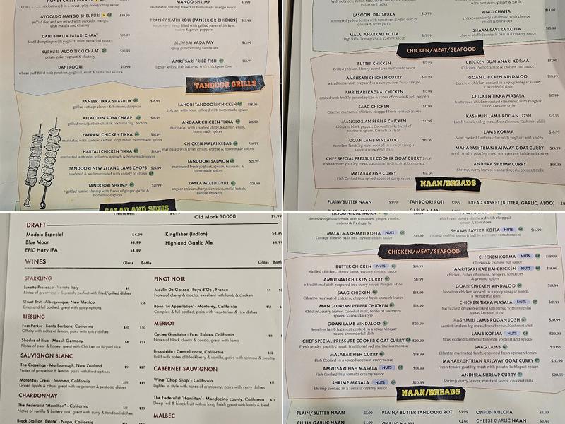 Zayka Indian Grill & Bar Menu