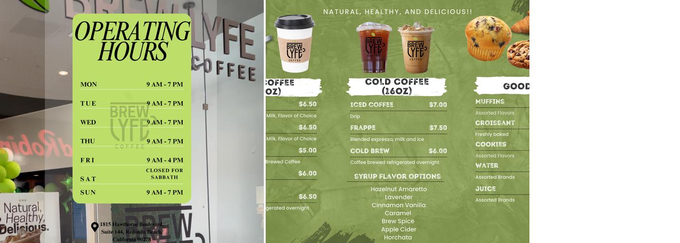 Brew Lyfe Coffee Menu
