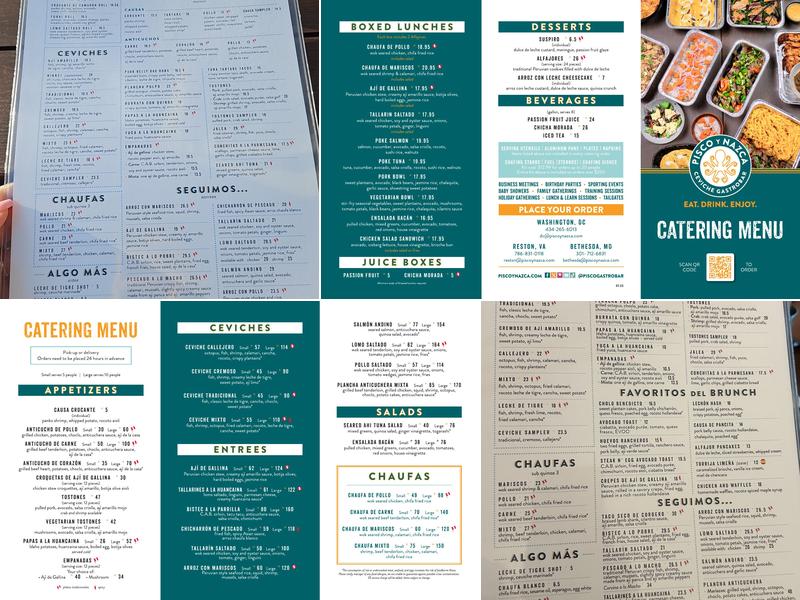 Pisco y Nazca Bethesda Menu