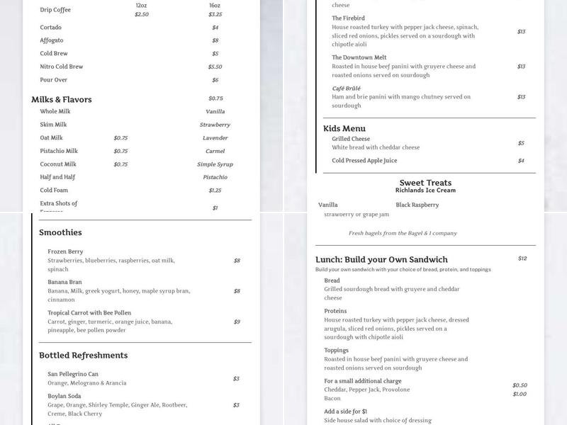 Poplar Sips Menu