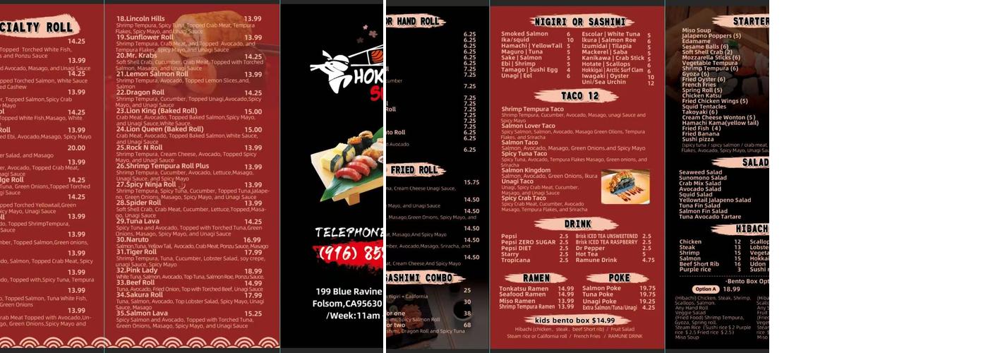 Hokkaido Sushi Menu
