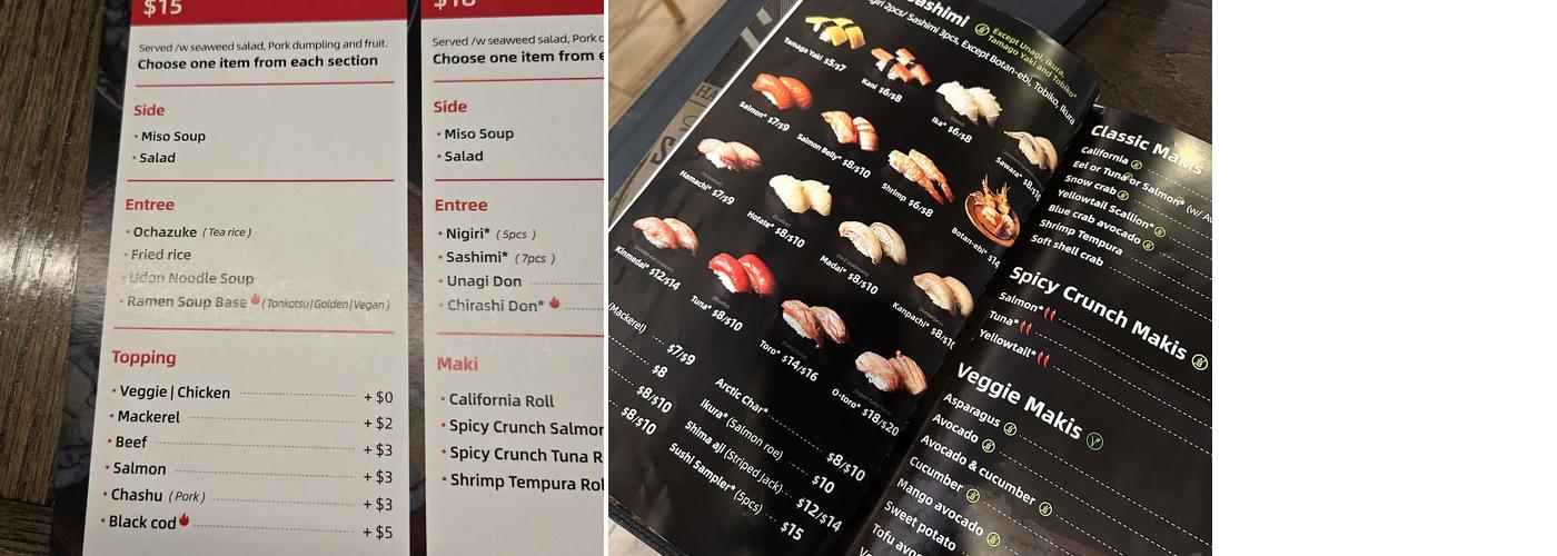 Takumi Japanese Bistro & Bar Menu