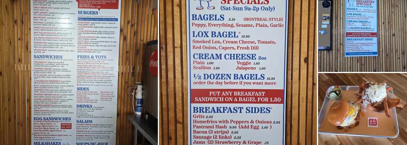 Clark's Snack Bar Menu