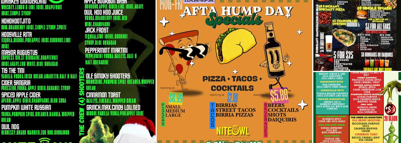 NiteOwl Kitchen and Cocktails Menu