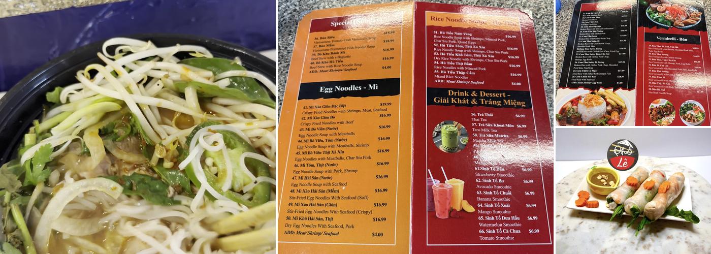 Pho Le Menu