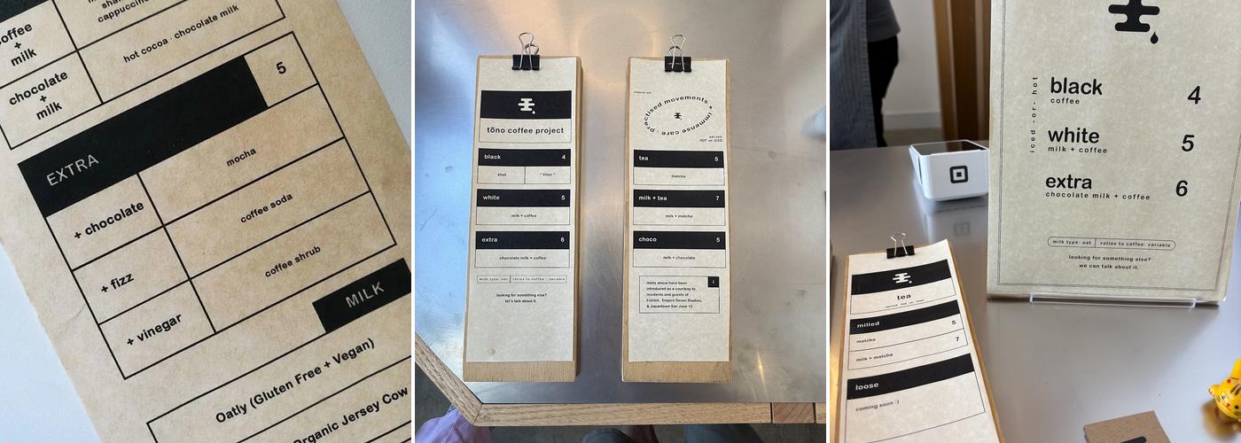 tōno coffee project Menu