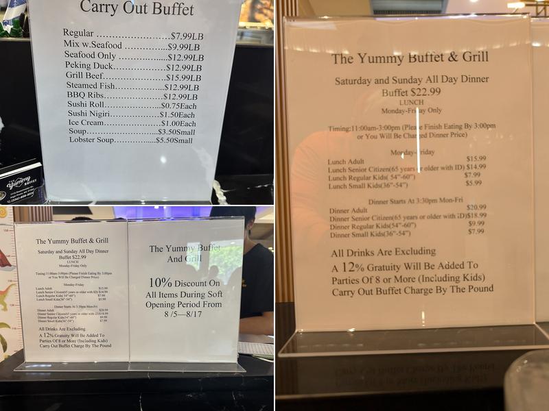 The Yummy Buffet Menu