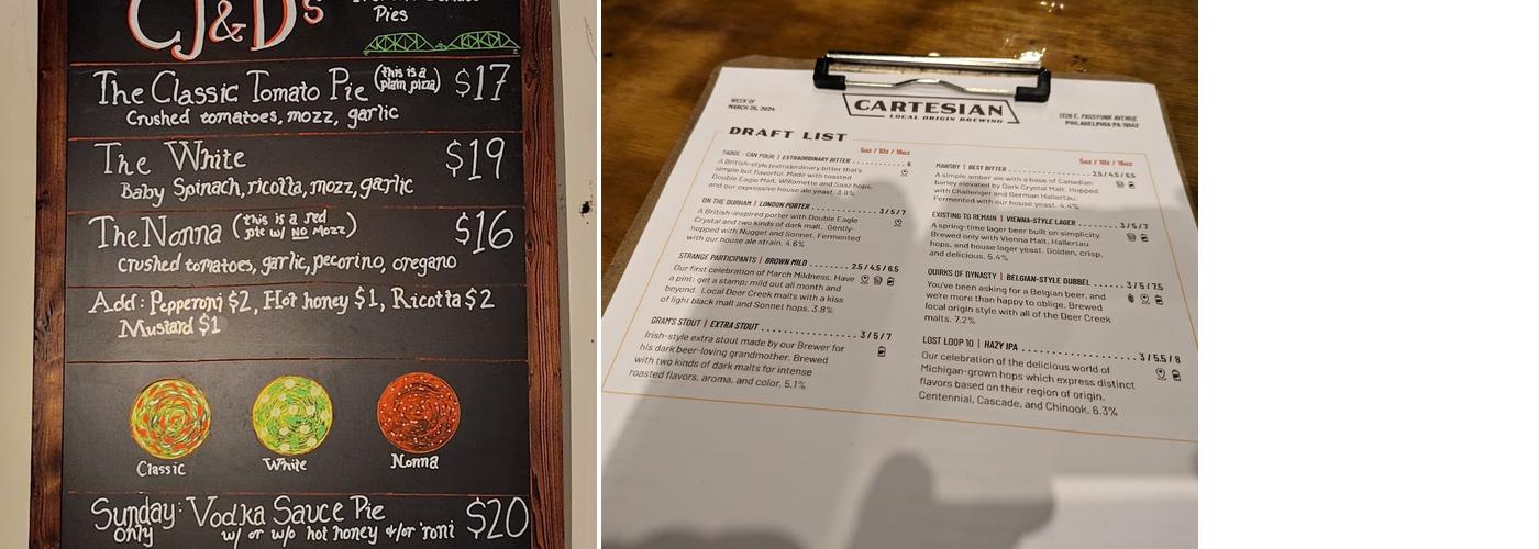 CJ & D's Trenton Tomato Pies Menu