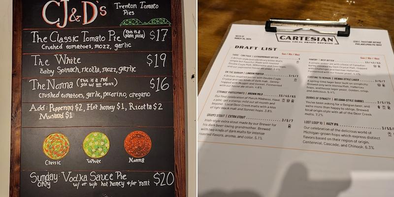 CJ & D's Trenton Tomato Pies Menu