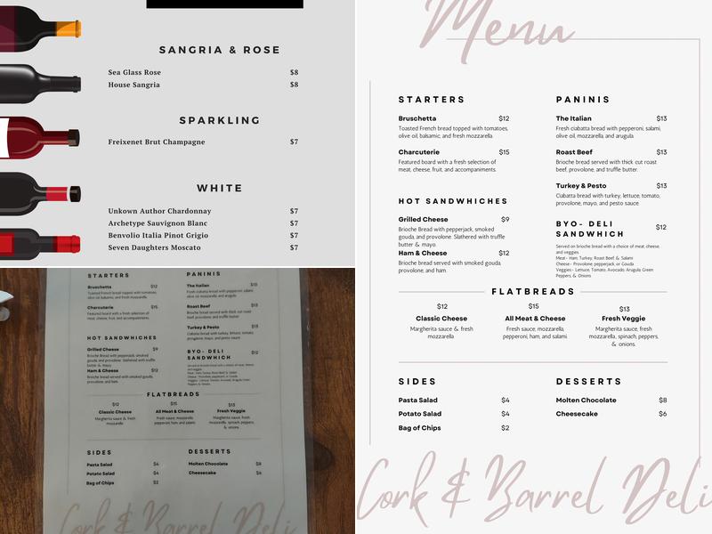 Cork and Barrel Menu