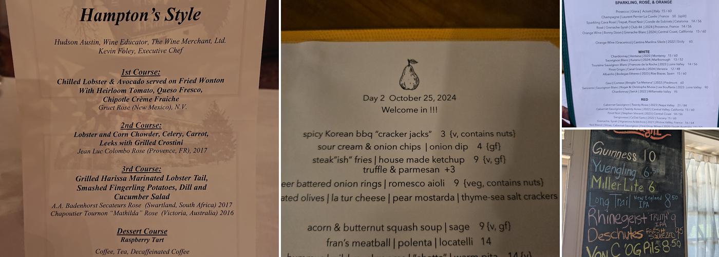 The Pear Menu