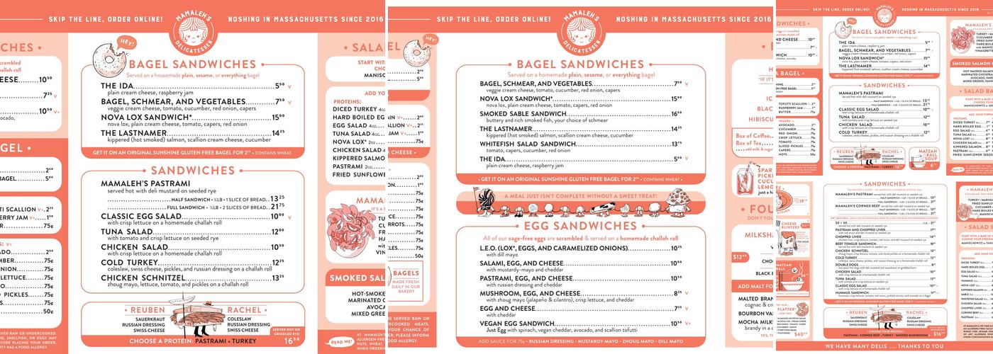 Mamaleh's Delicatessen Boynton Yards Menu